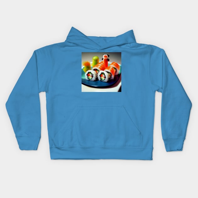 Kawaii Anime Sushi Kids Hoodie by Grassroots Green